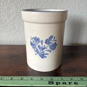 Pfaltzgraff Folk Art Stoneware Utensil Crock Floral Vintage Farmhouse Kitchen